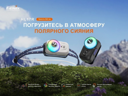Фонарь налобный Fenix HL17R 500 Lumen (White, акк.встр.1000mAh)